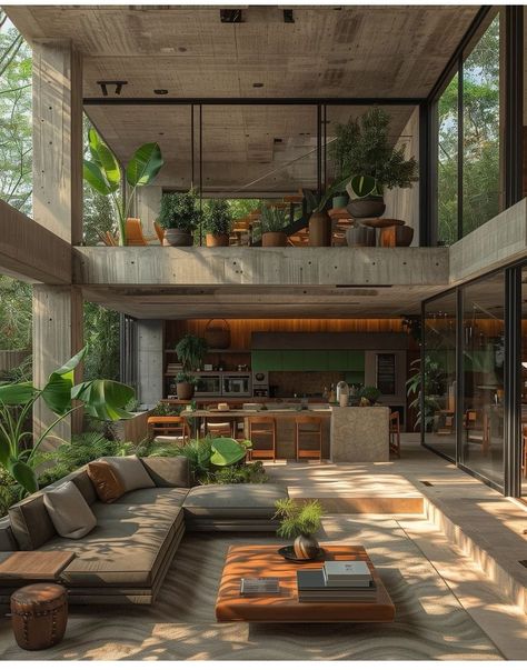 Ecobrutalism Interior, Tropical Home, Cozy Spaces, Concrete House, Loft House, Modern Rustic Interiors, Simple Home, Luxury Homes Dream Houses, Home Inspiration