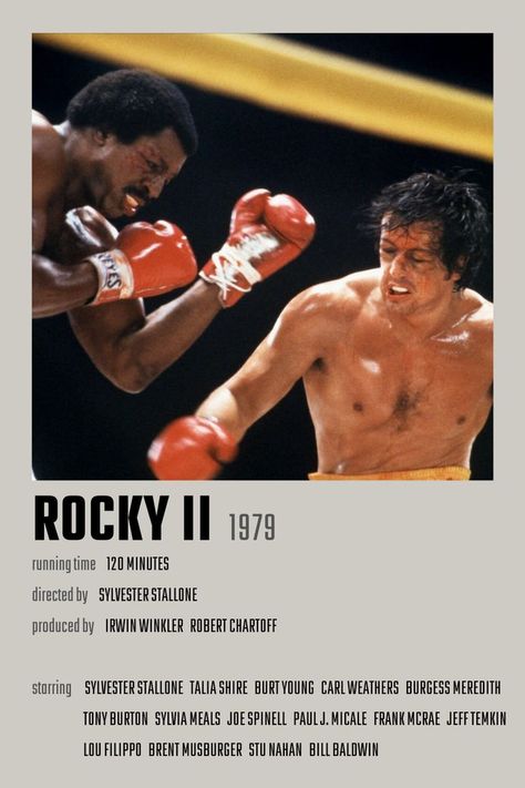 Rocky II Movie Poster Minimalistic Polaroid Poster, Rocky Poster, Talia Shire, Rocky Film, Rocky Ii, Apollo Creed, Carl Weathers, Polaroid Poster, Movie Posters Minimalist