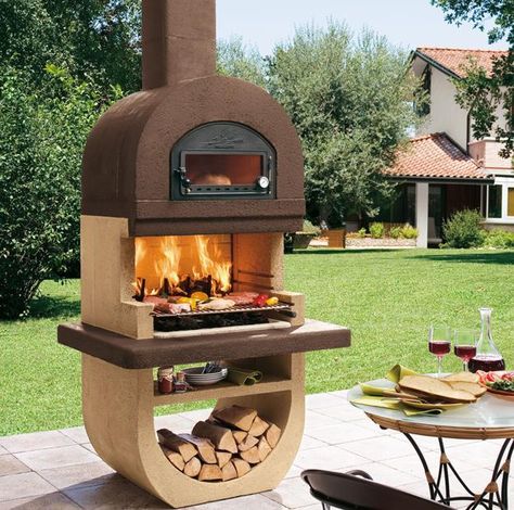 outdoor seating areas with unique fireplaces Design Camino, Barbecue Garden, Terrace Furniture, Outdoor Fireplace Designs, Outdoor Oven, Outdoor Pizza Oven, Outdoor Kitchen Design Layout, Outdoor Pizza, Terrace Design