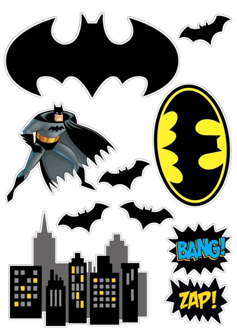 Batman Stickers Printable, Batman Cake Topper Printable, Batman Topper, Baby Unicorn Party, Batman Printables, Batman Party Decorations, Batman Themed Birthday Party, Batman Cake Topper, Batman Birthday Cakes