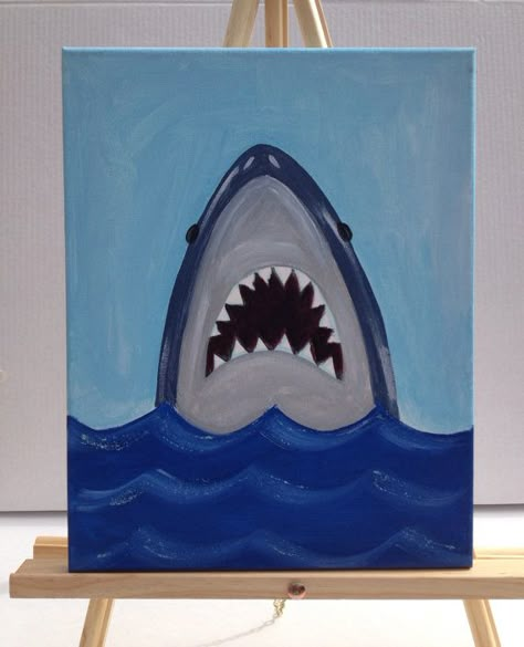 Kids Painting Ideas, Kids Canvas Painting, Shark Painting, Kids Nursery Art, Painting School, Kids Canvas Art, Paint Night Ideas, Paint Party Ideas, Paint Nite