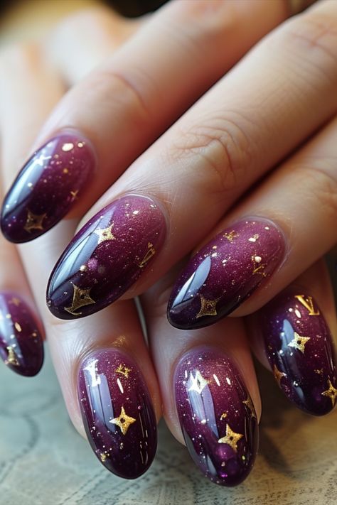 Purple Nail Designs 2024 Frost Nails, Ornate Nails, Violet Vibes, Stage Dive, Character Nails, 21st Ideas, Faded Nails, Plum Nails, Violet Nails