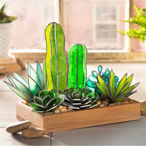 Hobby Lobby Paintings, Stained Glass Succulent, Stained Glass Craft, Glass Cactus, Glass Craft, Stained Glass Lamps, Stained Glass Diy, Stained Glass Crafts, Diy Projects Videos