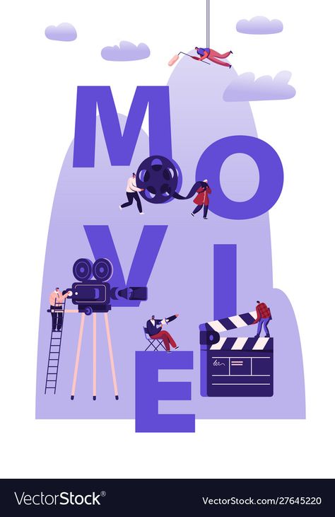 Movie Making, Concept Draw, School Illustration, Flat Vector Illustration, Poster Banner, Film School, Making Film, Film Poster, Photoshop Effects