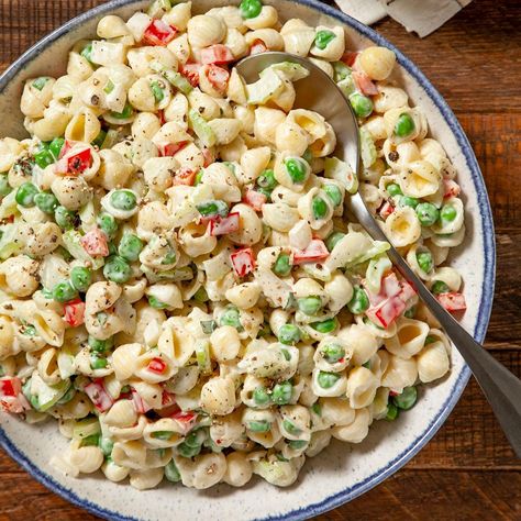 Recipes With Ditalini Pasta, Pasta Salad With Peas, Tri Color Pasta Salad, Salad With Peas, Spaghetti Pasta Salad, Macaroni Salads, Homemade Pasta Salad, Tri Color Pasta, Shrimp Pasta Salad