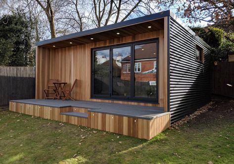 Cladding Ideas, Contemporary Garden Rooms, Garden Cabins, Modern Shed, Studio Shed, Summer House Garden, House Cladding, Large Sheds, Backyard Office