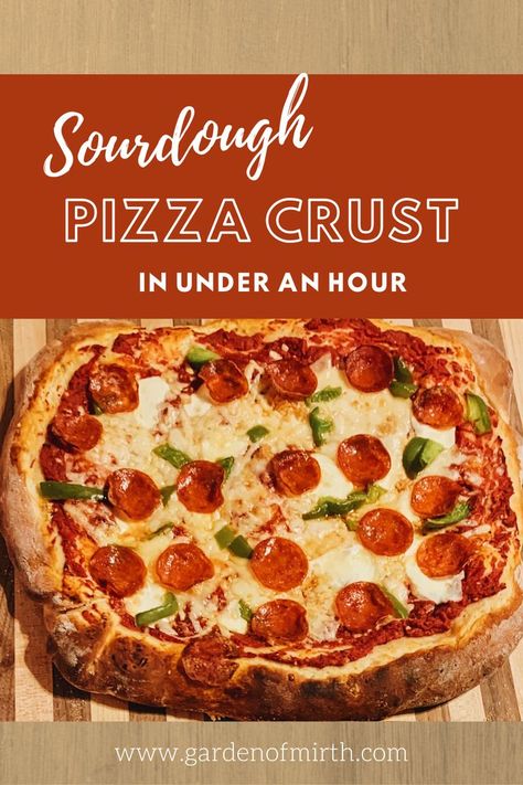 Sourdough Pepperoni Pizza on Cutting Board Fast Sourdough Pizza Dough, Easy Discard Pizza Dough, Active Sourdough Pizza Dough, Sourdough Pizza Crust Farmhouse On Boone, Sourdough Discard Pizza Dough No Yeast, Quick Sourdough Pizza Dough From Discard, Easy Sourdough Discard Pizza Crust, Sourdough Pizza Discard, Sourdough Pizza Dough Quick