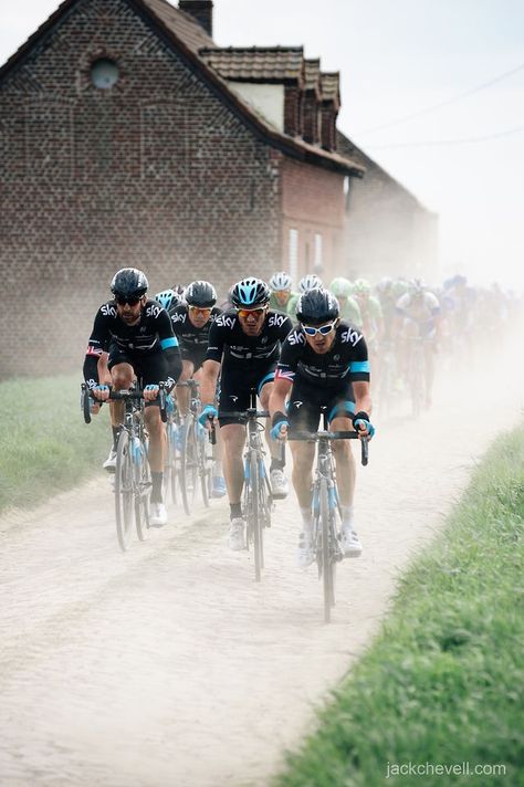 Paris Roubaix, team sky. 2014. Cycling Pictures, Bicycle Pump, Paris Roubaix, Cycling Photography, Northern France, Professional Cycling, Bike Pump, Cycling Motivation, Cycling Race