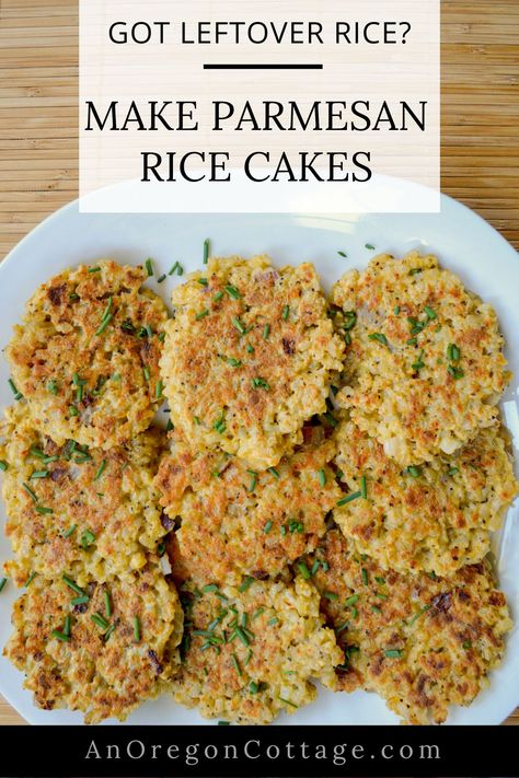 Learn how to create a scrumptious side dish by repurposing leftover rice into golden, Parmesan-packed rice cakes. Follow this simple recipe and watch your family ask for seconds. Rice Cakes Recipe, Rice Patties, Parmesan Rice, Oregon Cottage, Cottage Recipes, Gerd Diet, Rice Cake Recipes, Egg Bites Recipe, Easy Rice