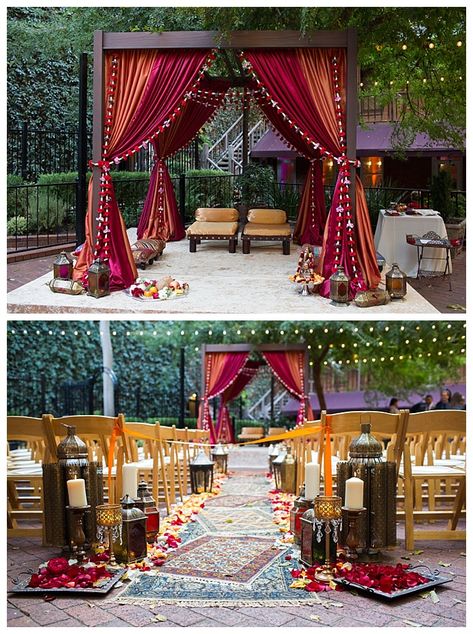 Indian Decoration Wedding, Indian Barn Wedding, Vedi Decor Wedding Mandap, Indian Mandap Decoration, Red And Gold Mandap, Chauri Mandap Decoration, Spring Indian Wedding, Simple Mandap Decor Indian Indoor, Decor For Wedding