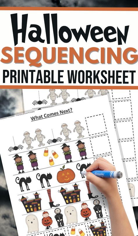 These Printable Halloween Sequencing Activities will help your preschool and kindergarten-aged children work on patterns and sequencing.  #halloweenprintables #halloweenworksheets #freeprintables #3boysandadog Sequencing Activities Preschool, Halloween Activities Preschool, Free Educational Printables, Halloween Worksheets, Halloween Printables Free, Sequencing Activities, Halloween Preschool, Halloween Activities For Kids, Diy Toddler