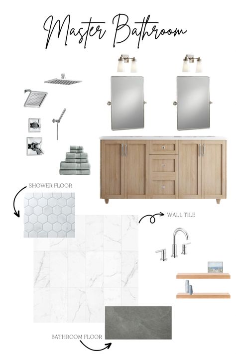 Bathroom mood board Bathroom Mood Board, Rental Bathroom, Guest Bathroom Remodel, Boy Bath, Master Shower, Bathroom Remodel Designs, Basement Bathroom, Upstairs Bathrooms, Bathroom Wall Tile