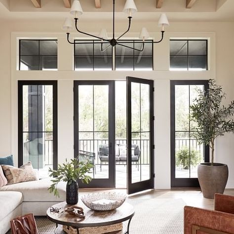 Replacement Doors - Info & Options from Your Local Pella Branch Big Windows Living Room, French Door Design, French Doors Living Room, Exterior French Doors, French Doors Exterior, Living Room Door, French Doors Patio, Window Room, Living Room Windows