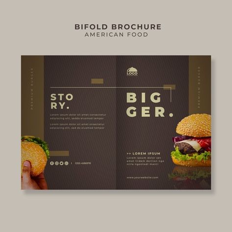 Bifold burger brochure template Free Psd | Free Psd #Freepik #freepsd #brochure #food #business #template Burger Brochure, Pizza Menu Design, Brochure Food, Menu Layout, Burger Menu, Pizza Menu, Free Brochure Template, Burger Restaurant, Leaflet Design