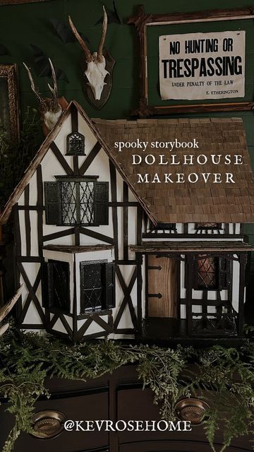 C H E L S E A | 𝖜𝖊𝖑𝖈𝖔𝖒𝖊 𝖙𝖔 𝐇 𝐎 𝐔 𝐒 𝐄 𝐋 𝐀 𝐍 𝐃 𝐄 𝐑 on Instagram: "I see the black dollhouse trend and I raise you one ✨ dark fairytale swampcore✨ dollhouse makeover. This DIY is definitely one for the {story}books 😏 • • • • #diy #halloween #dollhouse #haunteddollhouse #diyhalloween #halloweendiy #halloweenvibes #dollshouse #spookyseason #spookyvibes #darkcottagecore #cottagecoreaesthetic #dollhousemakeover #dollhouses #thriftflip #hocuspocus #shrek #dollhouseminiatures #diycrafts #dollhouserenovation #diydollhouse #halloweendecor #halloweendecorations #halloweencrafts #witchydecor DIY Halloween Crafts, Dollhouse Makeover, Dark Cottagecore" Goth Dollhouse Diy, Haunted Dollhouse Diy Ideas Interior, Cottage Core Dollhouse, Spooky Dollhouse Diy, Dollhouse Upcycle, Halloween Dollhouse Diy, Cottagecore Dollhouse, Diy Haunted Dollhouse Ideas, Whimsical Dollhouse