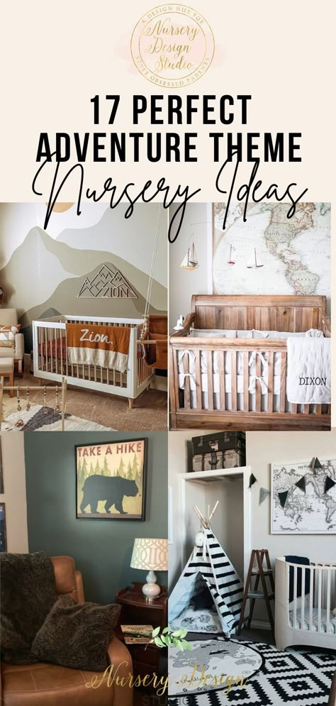 We've rounded up 17 perfect adventure theme nursery ideas to help you create a space that's both functional and visually appealing. Adventure Baby Room Themed Nursery, Small Nursery Themes, Mountain Wallpaper Nursery, Neutral Adventure Nursery, Nursery Room Themes Neutral, Nursery Ideas Western Theme, Popular Nursery Themes 2023, Nursery Ideas Adventure, Gender Neutral Adventure Nursery