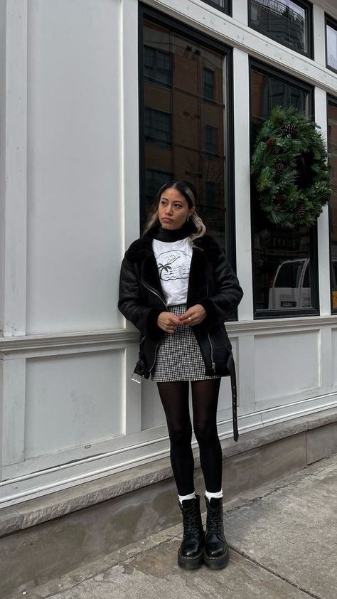 Dr Martens Tights Outfit, Black Tights Doc Martens Outfit, Skirt With Dr Martens Outfit, Jaden Doc Martens Outfit, Doc Martens Skirt Outfits, Sinclair Dr Martens Outfit, Dr Martens Boots Outfit, White Socks Outfit, Martens Outfit