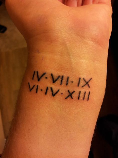 Roman numeral tattoo! My babies bdays!! Small Tattoo Placement Ideas, Tattoo For My Son, Small Rib Tattoos, Small Foot Tattoos, Tattoo Placement Ideas, Roman Numeral Tattoo, Numeral Tattoo, Small Tattoo Placement, Roman Numeral Tattoos