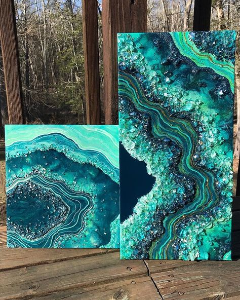 Geode Pour Painting, Geode Painting Acrylic Canvas, Geode Art Diy, Geo Painting, Geode Canvas Art, Geode Art Painting, Diy Resin Wall Art, Agate Painting, Resin Geode Art