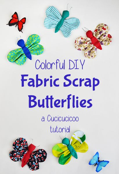 Bring a bit of color and happiness to Spring with a scrap fabric butterfly! Decorate your home or make a pin, headband or mobile with this stash-busting tutorial by www.cucicucicoo.com Fabric Butterfly Diy, Fabric Butterflies, Butterfly Tutorial, Scrap Fabric Projects, Fabric Butterfly, Free Sewing Pattern, Scrap Fabric, Pattern Tutorial, Easy Sewing Projects