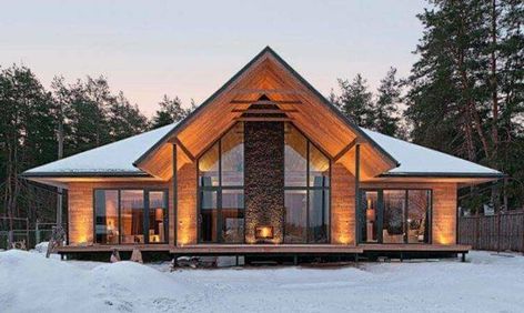 Modern House Chalet Style Ideas Design - House Plans | #170575 Chalet Style Homes Interior, Chalet Style Homes, Rustic Chalet, Modern Chalet, Luxury Chalet, Chalet Design, Wooden Architecture, Chalet Style, Small Cabin