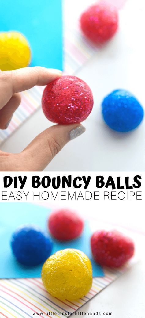 Super Bouncy Balls You Can Make Yourself | Little Bins for Little Hands Bouncy Ball Recipe, Make A Bouncy Ball, Borax Slime Recipe, Diy Stressball, Homemade Slime Recipe, Slime Making, Homemade Slime, Bouncy Ball, Kid Experiments