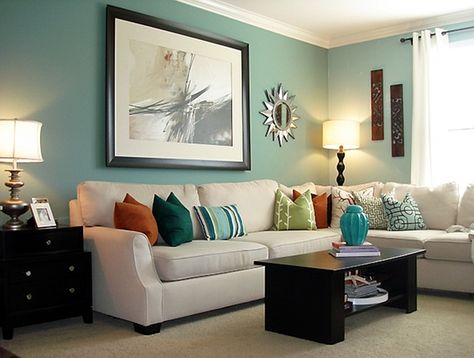 family room Turquoise Wall, Turquoise Walls, Interior Design Pictures, Home Bunch, Living Room Color Schemes, Pinterest Home, Room Color Schemes, Wall Paintings, Bedroom Color Schemes