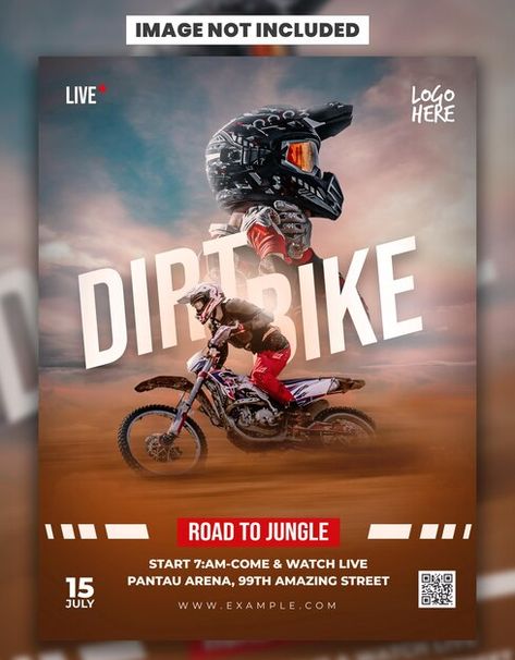 Psd template dirt bike sport flyer | Premium Psd #Freepik #psd #car #transportation #background #road Car Graphic Design Illustration, Bike Social Media Post, Bike Background, Car Poster Design, Bike Posters, Sport Flyer, Car Advertising Design, Bike Poster, Social Media Advertising Design