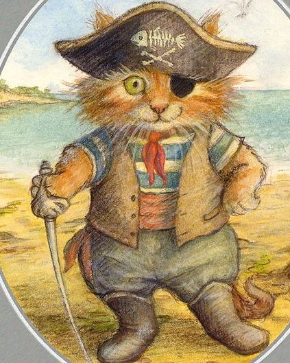 Pirate Illustration, Pirate Cat, Cat Art Illustration, Image Chat, Artist Palette, Cat Character, Brown Art, Cat Painting, Childrens Illustrations