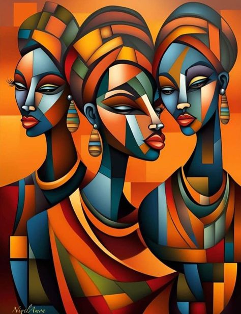 African Abstract Art, Cubist Portraits, Africa Art Design, African Artwork, Cubist Art, Modern Graphic Art, African Paintings, Cubism Art, African Art Paintings