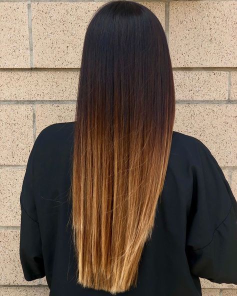 Caramel Ombre for Straight Hair Black To Brown Ombre Hair, Shoulder Length Ombre Hair, Auburn Ombre Hair, Ombre Straight Hair, Orange Ombre Hair, Caramel Ombre Hair, Dark Ombre Hair, Caramel Ombre, Brown To Blonde Ombre