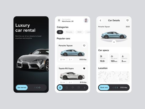 Rent A Car projects | Photos, vidéos, logos, illustrations et branding sur Behance Car Rental App, Car App, Car Ui, Rent Car, Movie App, App Interface Design, Graphic Design Infographic, Price List Template, Luxury Car Rental