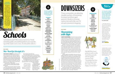 Baltimore Magazine. April 2015. Illustration by James Grover. Single Page Magazine Layout, Editorial Branding, Magazine Design Inspiration, Newspaper Layout, Magazine Layouts, Editorial Design Layout, Yearbook Design, Magazine Spreads, Newspaper Design