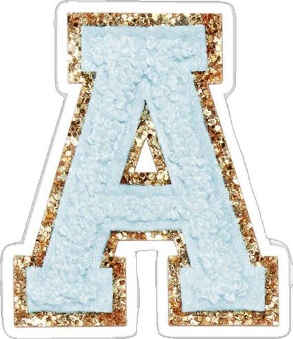 preppy light blue varsity letter A sticker #preppy #letter #stickers #blue Letter A Sticker, Cotton Candy Glitter, Collection Letter, Letter Patches, Varsity Letter, Stoney Clover Lane, Stoney Clover, Stylish Letters, Glitter Letters