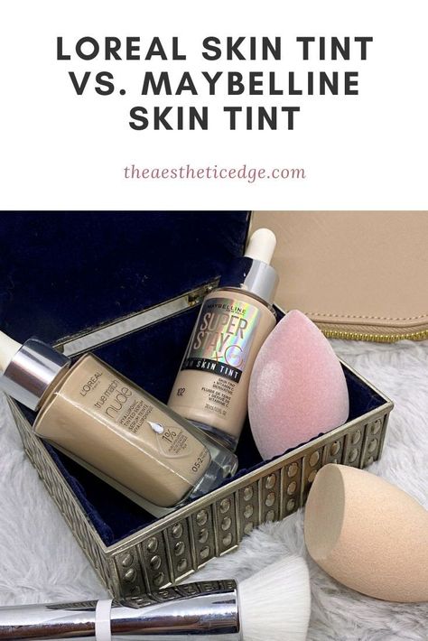 Find the right skin tint for your needs with this Loreal Skin Tint vs. Maybelline Skin Tint comparison review. Get the similarities debunked. Maybelline Skin Tint Shades, Maybelline Super Stay Skin Tint, Maybelline Skin Tint, Best Skin Tint, Loreal True Match, Long Wear Makeup, Makeup Kits, Faux Hair, Skin Tint