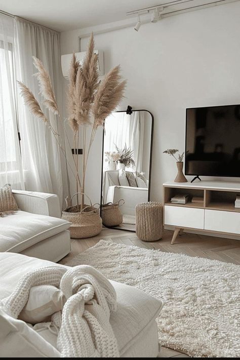 Neutral Apartment Decor, Minimalist Living Room Furniture, Minimalist Living Room Ideas, Cream Living Rooms, Condo Living Room, Home Hall Design, Aesthetic Living Room, Beige Living Rooms, Sleek Furniture