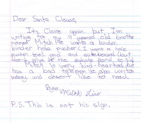 dear santa claus Funny Kid Letters, Funniest Kid Test Answers, Kids Test Answers, Funny Disney Pictures, Funny Christmas Wishes, Kids Letters, Santa Wish List, Santa Letters, Funny Children