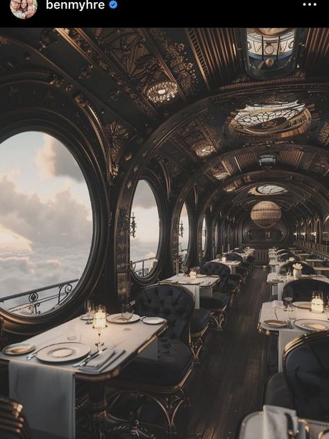 Steampunk Train Interior, Piltover Aesthetic, Airship Interior, Steampunk Setting, Steam Punk Aesthetic, Dreamscape Architecture, Steampunk City, Steampunk Airship, Steampunk Aesthetic