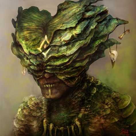 ArtStation - The Spore Druid, CyART CiprianFlorea Spore Druid Dnd, Druid Of Spores, Mushroom Druid, Circle Of Spores Druid, Spores Druid, Spore Druid, Plant Creatures, Plant People, Zombie Art