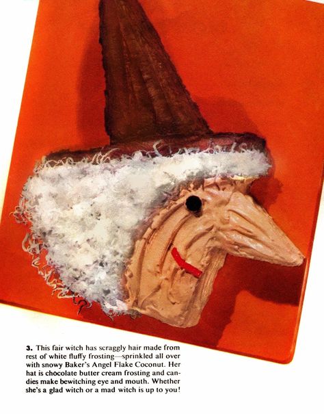 Halloween Witch Cake, Vintage Halloween Recipes, Vintage Holiday Recipes, Vintage Christmas Recipes, 1950s Halloween, Witch Cake, Vintage Halloween Party, Unicorn Cake Topper, Halloween Baking