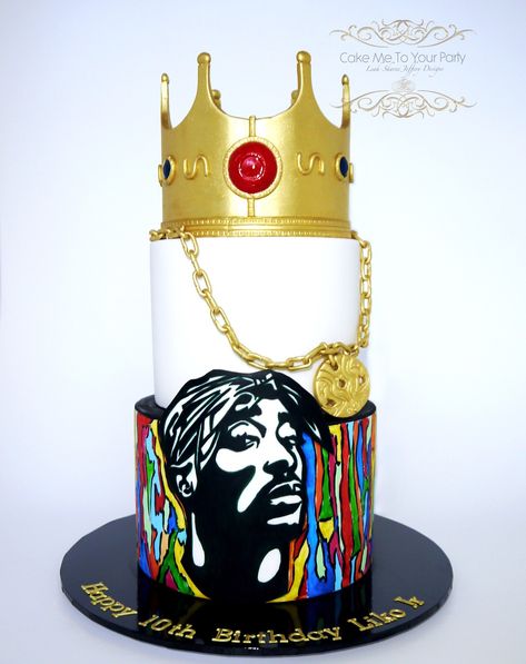 https://flic.kr/p/2jdSvkW | Tupac Cake | For a very special birthday, we created this cake for Liko Jr, who has been heavily influenced by music in his life.  As a musician myself, I understand the power that music holds. When you feel it's message deeply you can hold onto memories with such clarity. They may be memories of joy, of sadness, of lessons, or of love, but they are concreted when attached to a song. Many blessings Liko, and your mum who requested this cake for you. Tupac Party Decorations, Rod Wave Cake, Rapper Cake, 2pac Cake, Tupac Birthday Cake, Tupac Themed Birthday Party, Tupac Cake, Hip Hop Cake, Hip Hop Cake Ideas