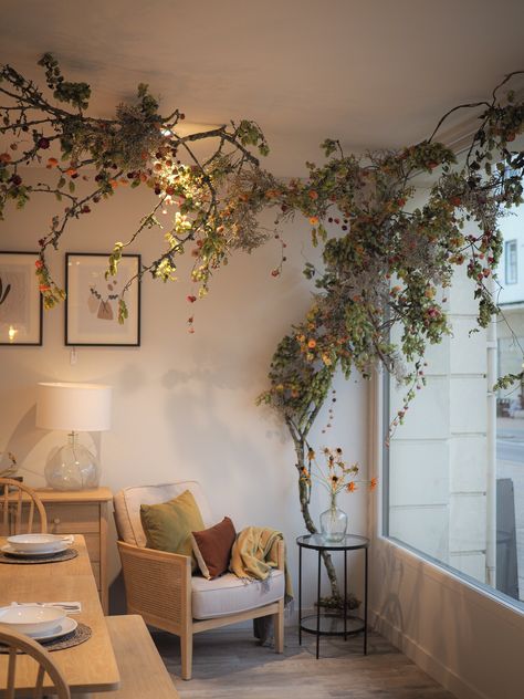 Floral Installations | Dried Flower Installations | Botanical Tales Tennis Christmas, Outdoor Christmas Planters, Flower Ceiling, Plant Installation, Three Season Room, Floral Installations, Flower Window, Flower Installation, New Flower