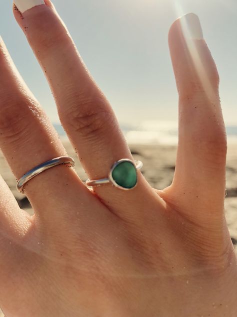 Sea Glass Engagement Ring, Glass Engagement Ring, Sea Glass Wedding, Sea Glass Ring, Handmade Silver Jewellery, Cute Ear Piercings, Gray Man, Jewelry Tattoo, Glass Ring