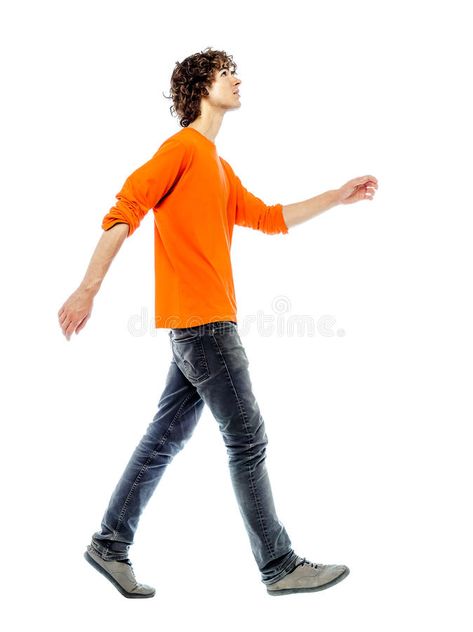 Young man walking looking up side view. One young man caucasian walking side vie #Sponsored , #advertisement, #Sponsored, #man, #side, #caucasian, #walking Walking Side View, Walking Man, Profile View, White Background Photo, Feature Film, Side View, Photo Illustration, Looking Up, Stock Images Free