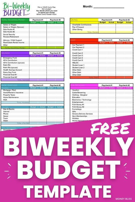 A biweekly budget is a budget that is broken into two-week periods. Here is a free biweekly budget template plus steps on how to create biweekly budgets. Free Digital Budget Template, Free Budget Printables Biweekly, Biweekly Paycheck Budget Template, Paycheck Budget Planner Printable Free, Free Paycheck Budget Printables, Free Biweekly Budget Printable, Free Printable Budget Sheets Templates, Weekly Budget Template Free Printable, Budget By Paycheck Printables Free