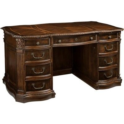 Cheap Office Furniture, Executive Home Office, Hekman Furniture, Traditional Desk, Executive Office Desk, Old Desks, Walnut Burl, Executive Office, Office Set