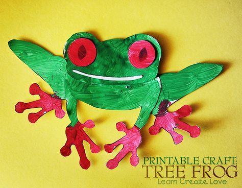 Printable Tree Frog Craft from http://learncreatelove.com Tree Frog Craft, Wildlife Crafts, Rainforest Classroom, Jungle Animal Crafts, Rainforest Crafts, Forest Animal Crafts, Rainforest Art, Rainforest Activities, Printable Tree