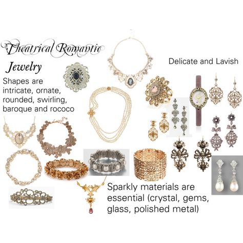 "Theatrical Romantic Jewelry" by trueautumn on Polyvore Theatrical Romantic Body Type, Romantic Body Type, Theatrical Romantic Style, Romantic Kibbe, David Kibbe, Kibbe Romantic, Theatrical Romantic, Winter Typ, Dramatic Classic