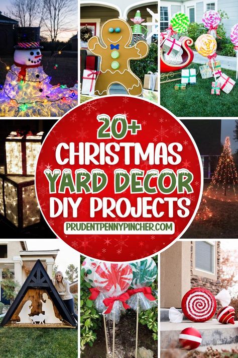 DIY Christmas yard decor ideas, including rustic wooden cutouts, Christmas yard displays, outdoor Christmas lights, and Christmas signs. Diy Christmas Yard Art, Yard Decor Ideas, Easy Outdoor Christmas Decorations, Diy Christmas Yard Decorations, Christmas Yard Decor, Xmas Decorations Outdoor, Christmas Lawn Decorations, Outdoor Christmas Decorations Yard, Holiday Yard Decorations