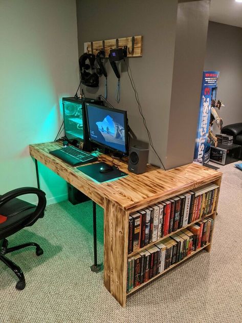 Inexpensive Desk, Home Studio Setup, Gaming Room Setup, Studio Room, Gamer Room, Studio Setup, Game Room Design, Home Office Setup, Office Setup